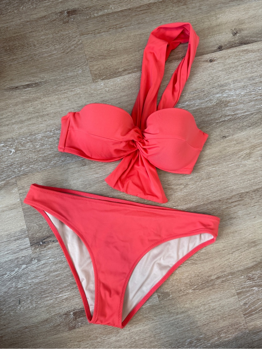 Women’s Shade & Shore Coral Bikini Two Piece Swim One Shoulder 32B Small